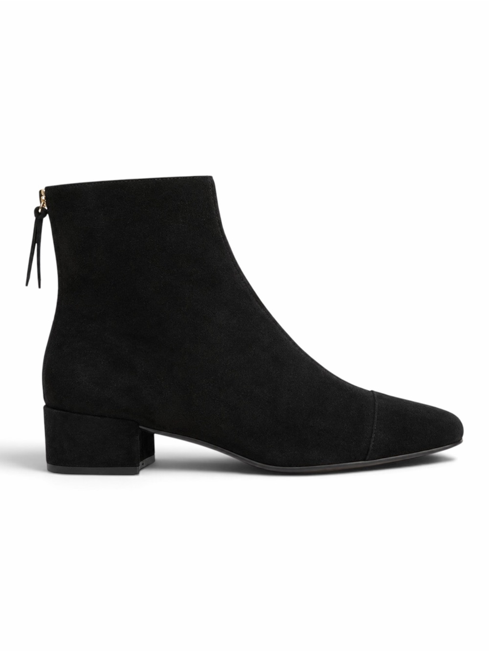 J.Crew – Roxie Cap-Toe Ankle Boots in Suede – Black Block Heel – Sz. 8